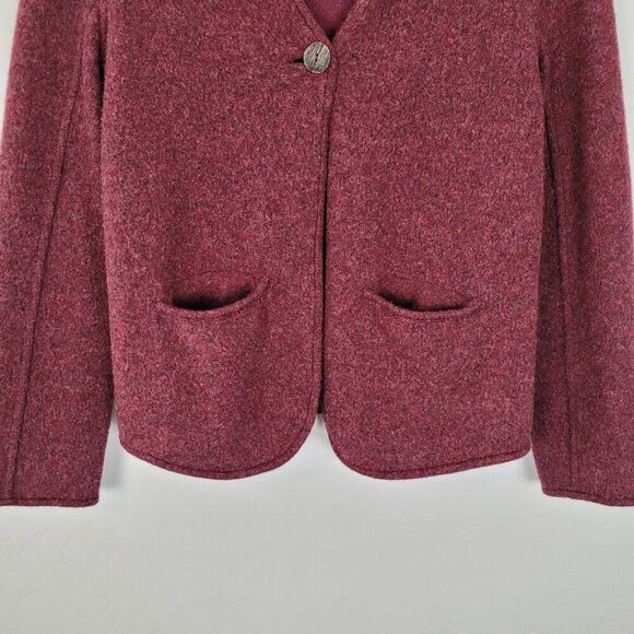 Eileen Fisher Lambswool Blazer Jacket Long Sleeve Knit Wool Red Size 4P Petite - Picture 4 of 16